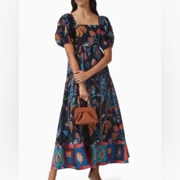 NWT FARM Rio Sunset Tapestry Black Maxi Dress small - Picture 6 of 12